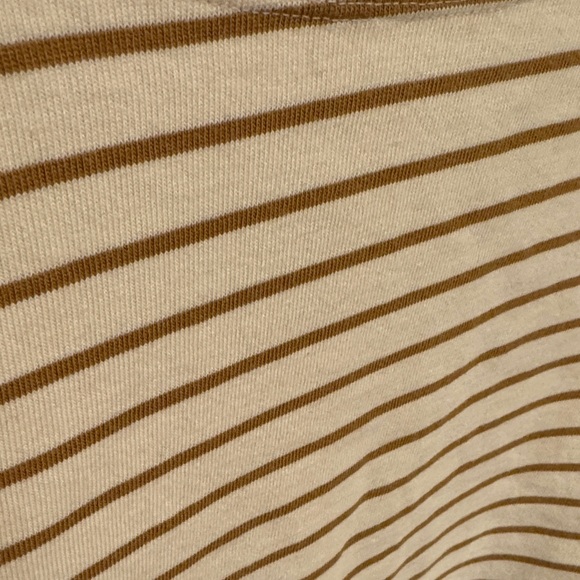 Lucky Brand Women’s Cotton Striped Cropped Long Sleeve Cream Brown Top Tee Y2K M - Picture 4 of 4